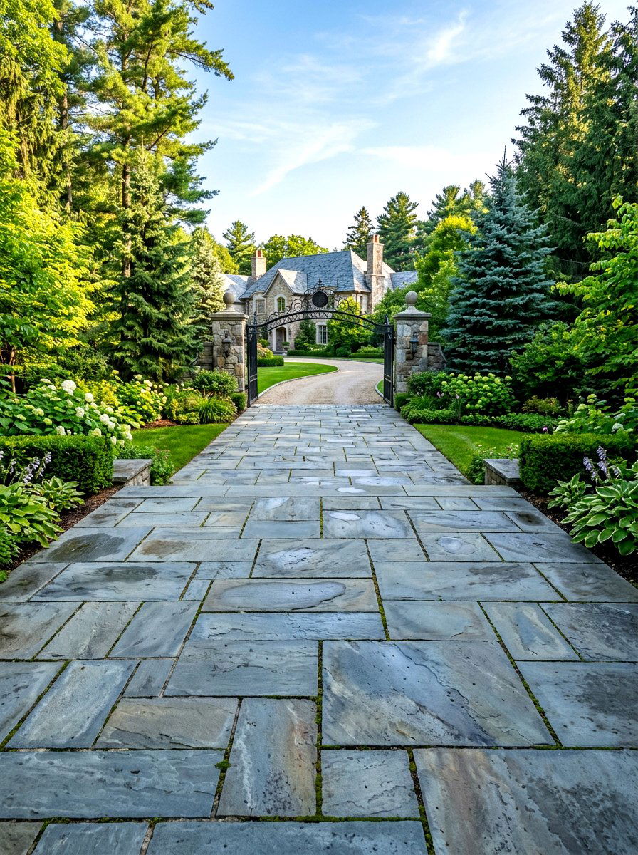 Large format stone walk - 30 front yard pathway ideas