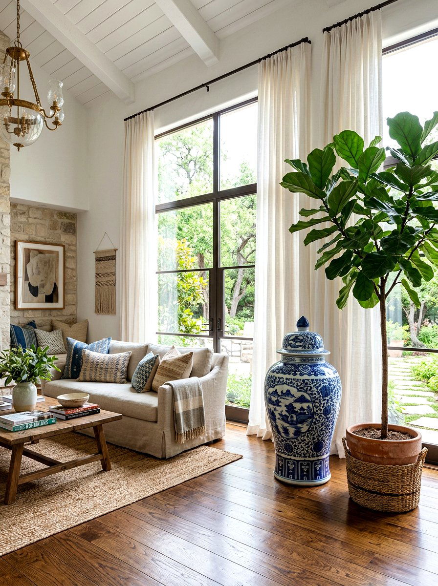 Large ginger jar floor display - 30 ginger jar living room ideas