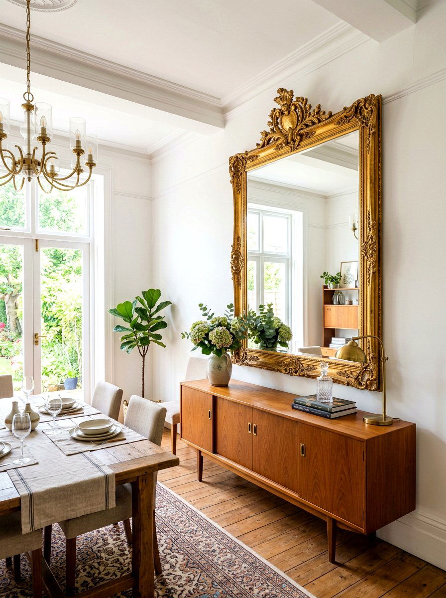 Large gold wall mirror - 30 Paris cafe dining room ideas