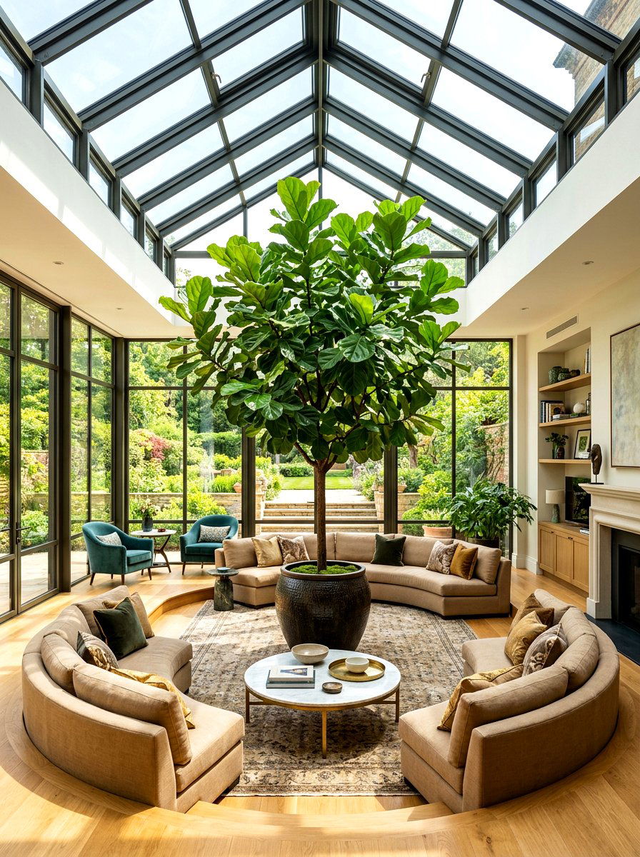 Large indoor tree living room - 30 nature inspired living room ideas
