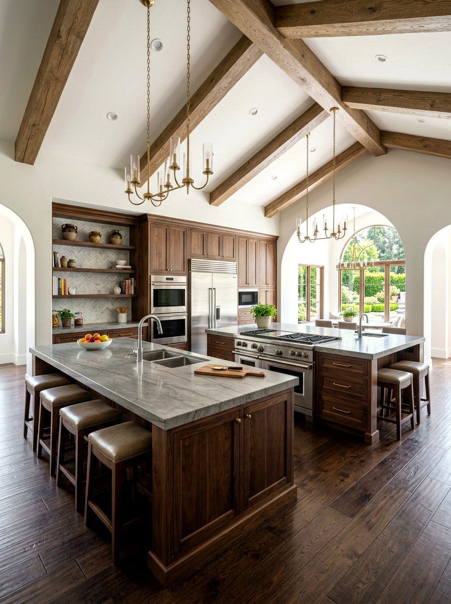 Large kitchen with two islands - 30 double island kitchen ideas