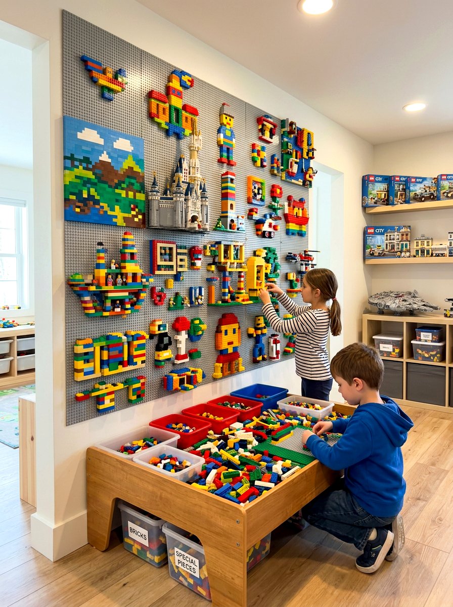 Large lego wall station - 30 sensory playroom ideas