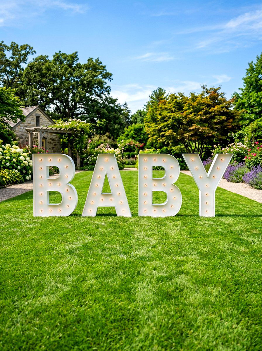 Large letters name display - 30 baby shower backyard decor ideas
