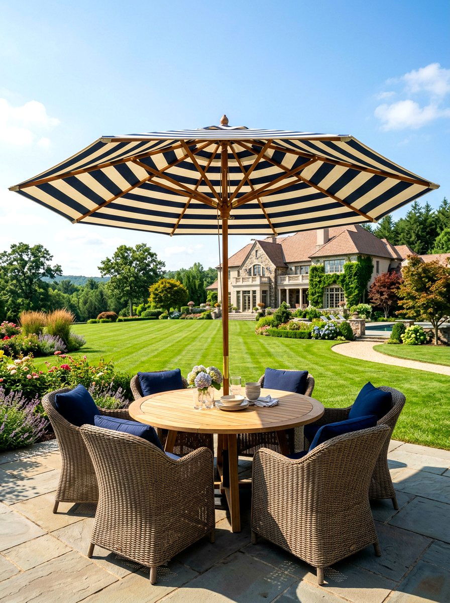Large market striped umbrella - 30 striped umbrella patio decor ideas