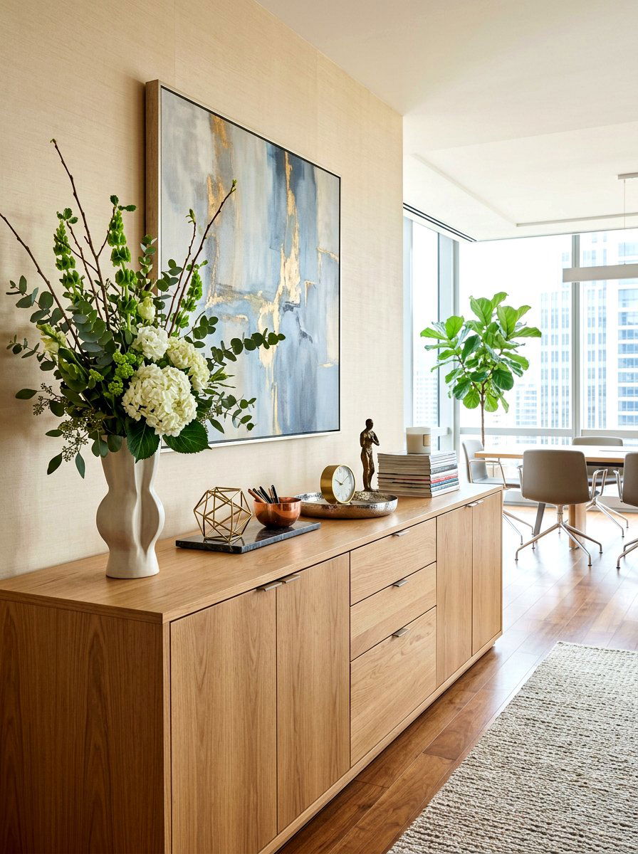 Large office credenza styling - 30 office credenza styling ideas