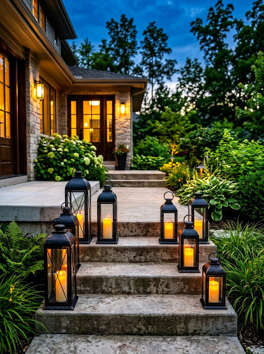 Large outdoor lanterns - 30 front porch winter glow ideas