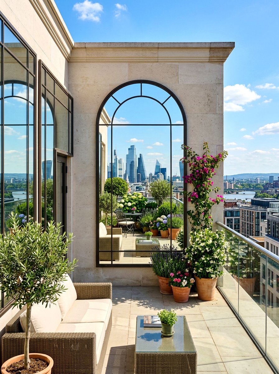 Large outdoor mirrors - 30 city terrace decor ideas