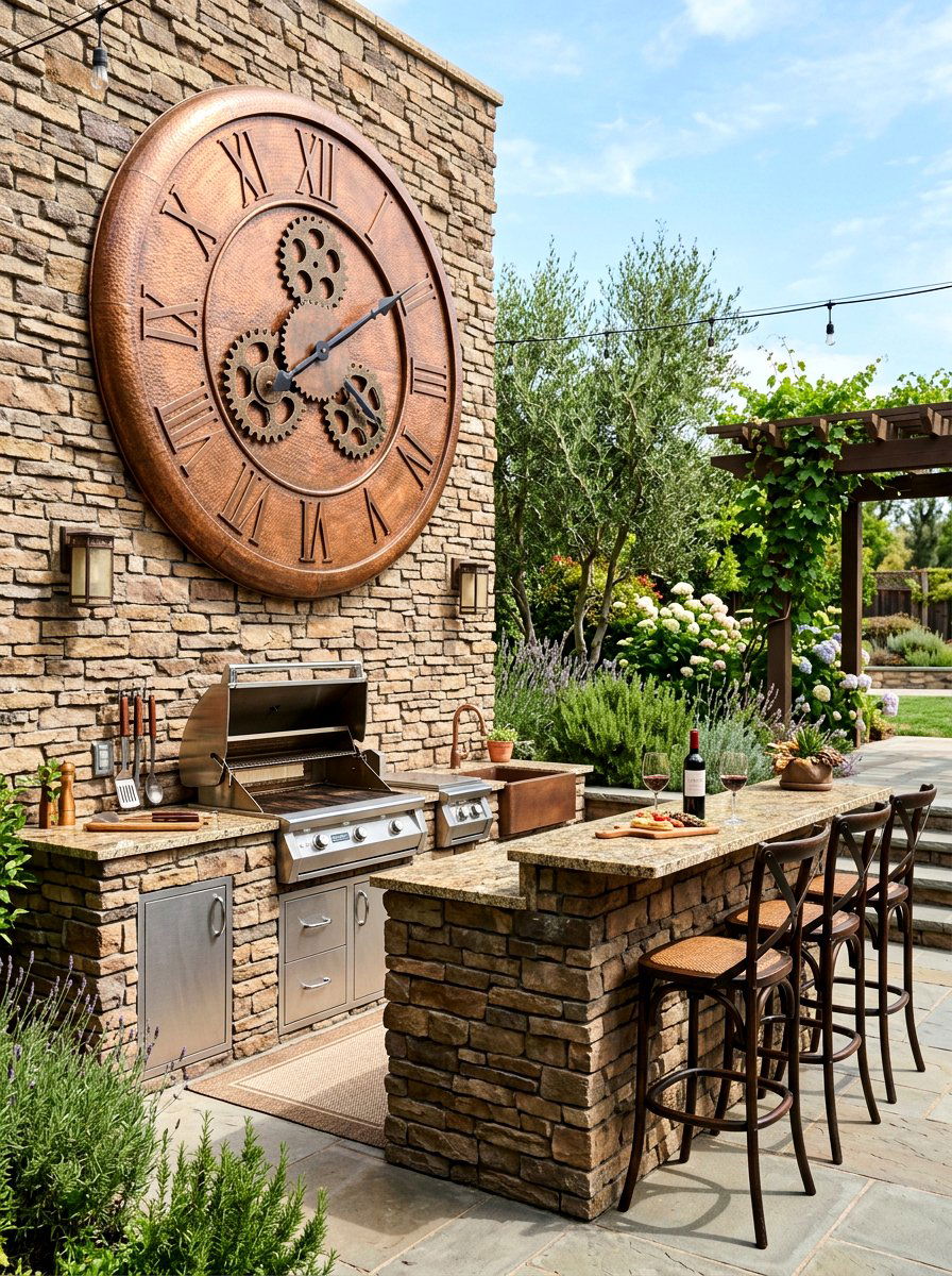 Large outdoor wall clock - 30 outdoor wall art ideas