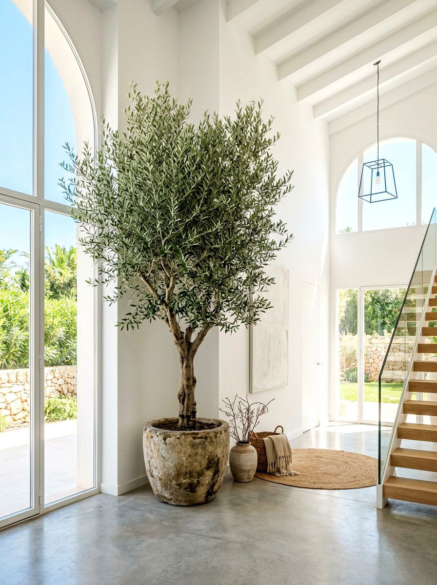Large potted olive tree - 30 earthy entryway ideas