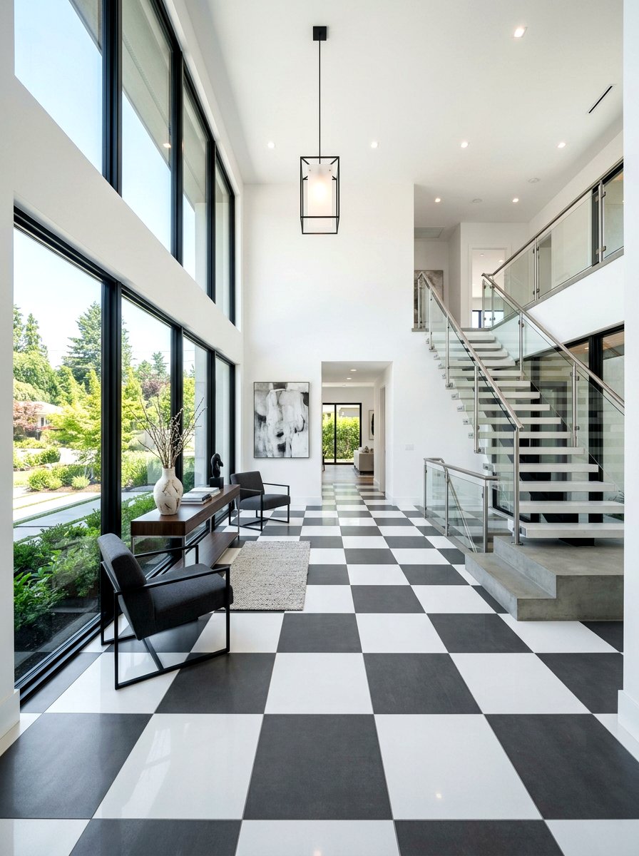 Large scale checkerboard foyer - 30 checkerboard foyer floor ideas