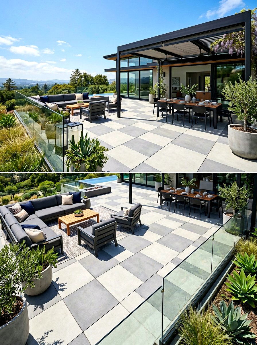 Large scale concrete slab checkerboard - 30 checkerboard patio paver ideas