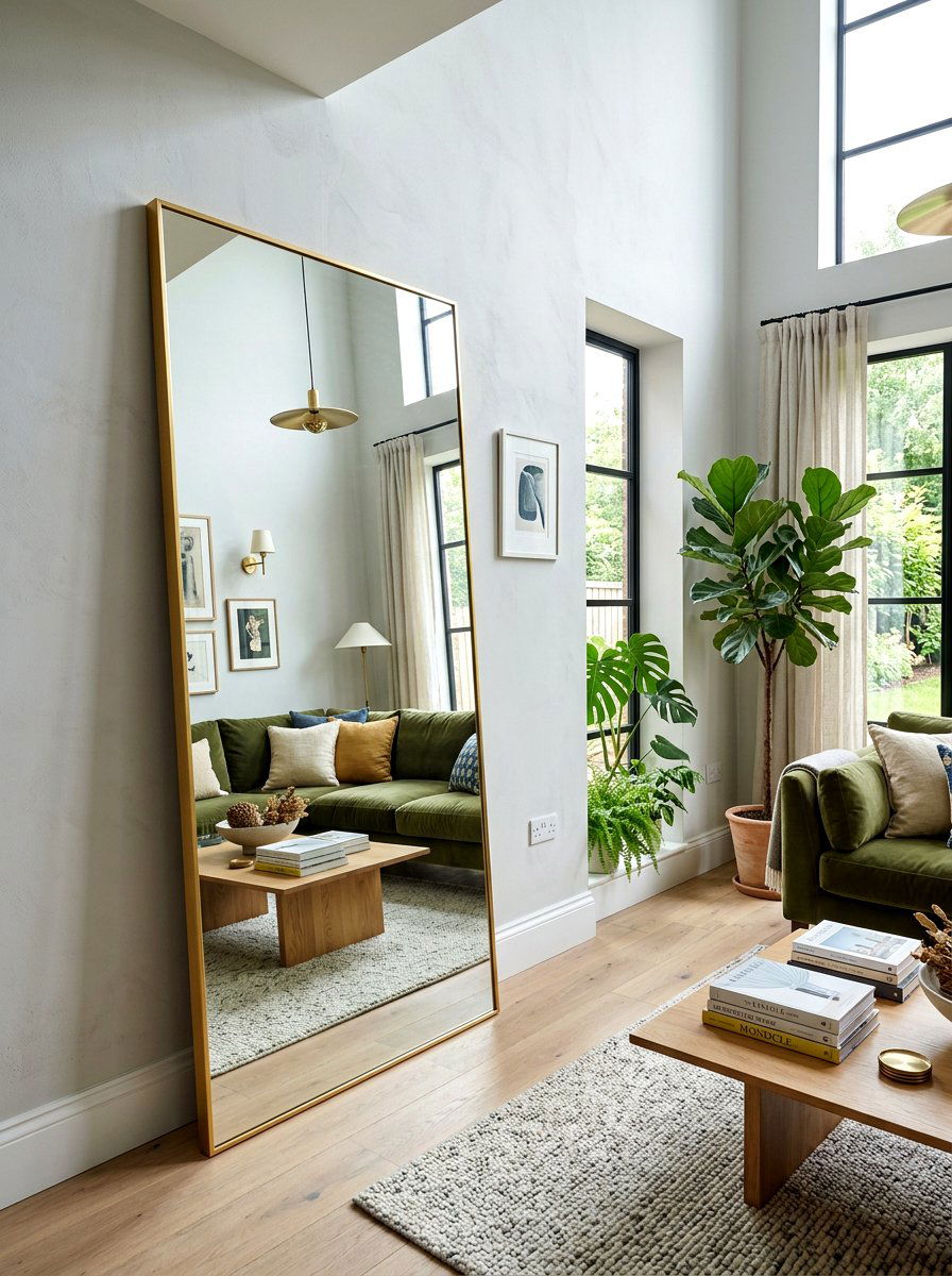 Large scale leaning mirror - 30 no paint decor ideas