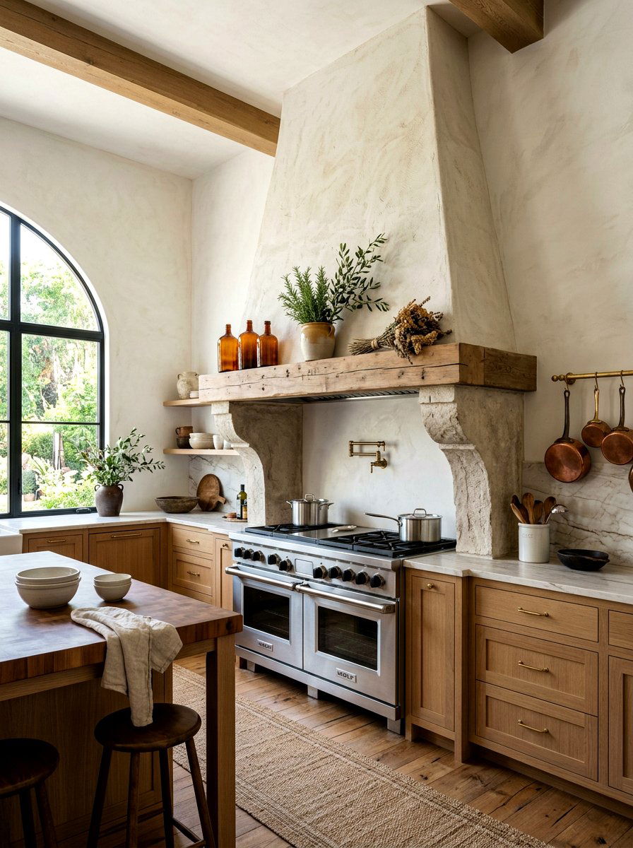 Large stone range hood - 30 French country kitchen ideas