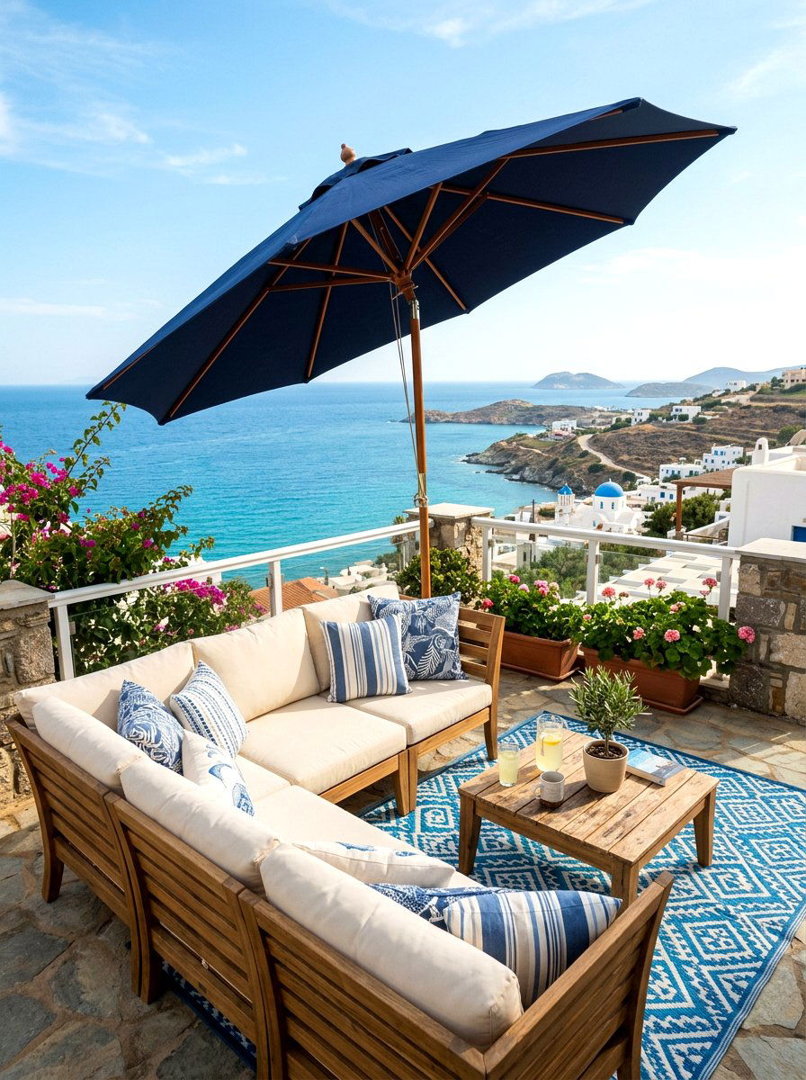 Large sun umbrella - 30 apartment patio privacy ideas