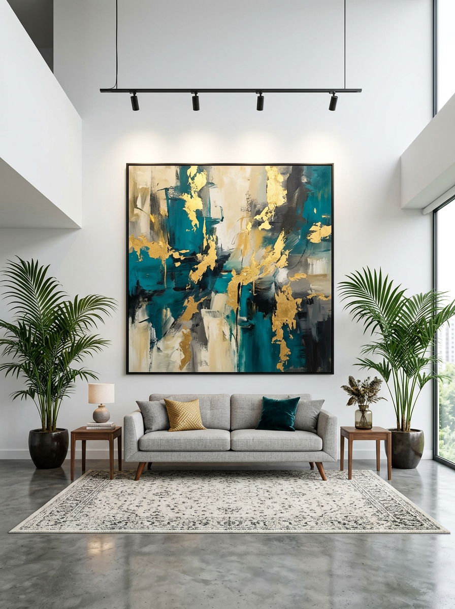 Large wall art living room centerpiece - 30 no fireplace living room ideas