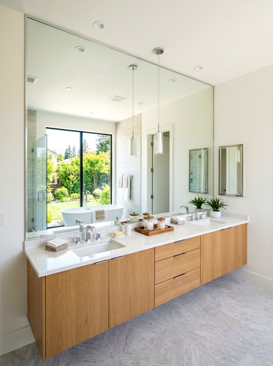 Large wall mirror - 30 serene bathroom decor ideas