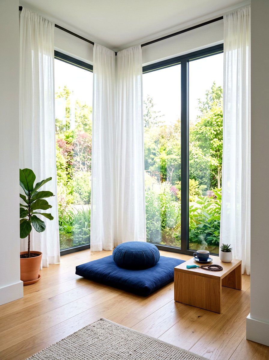 Large window meditation corner - 30 sunrise meditation space ideas