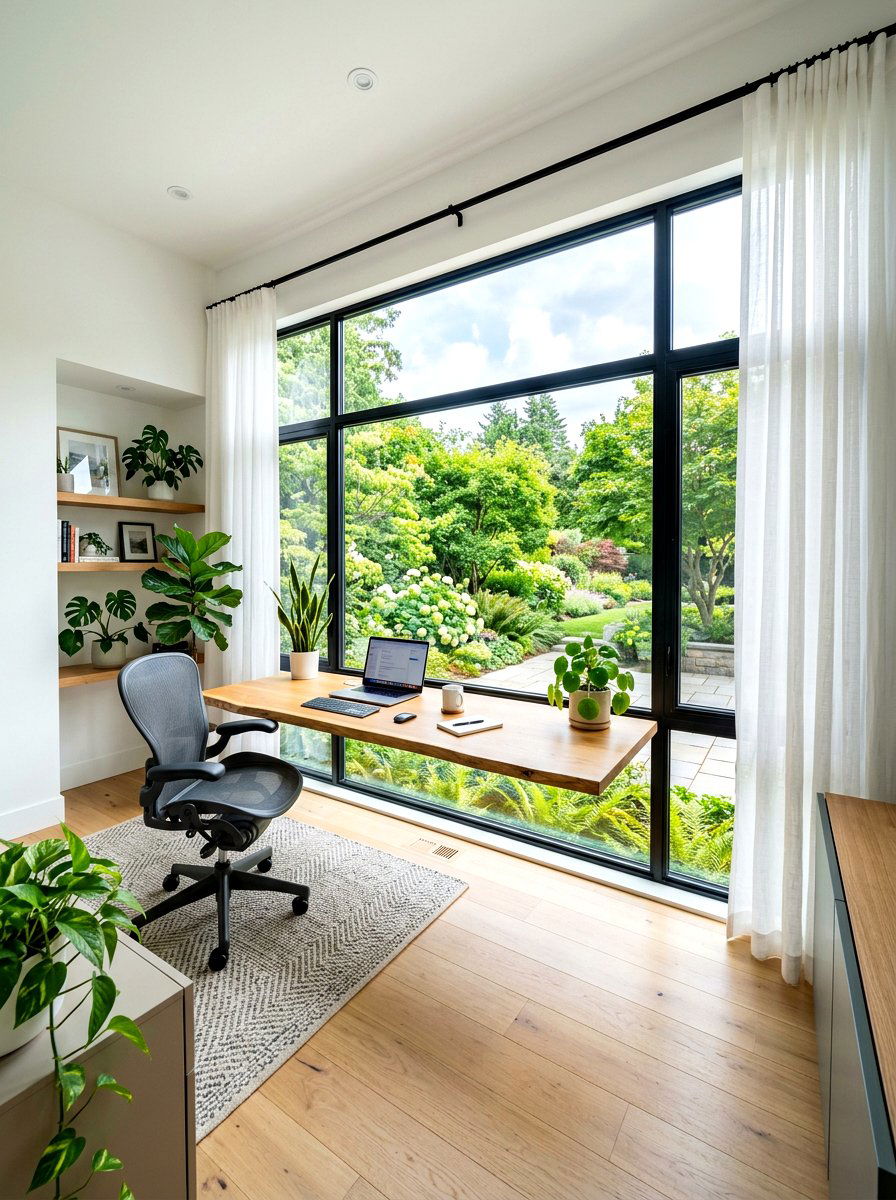Large window natural light - 30 quiet luxury office ideas