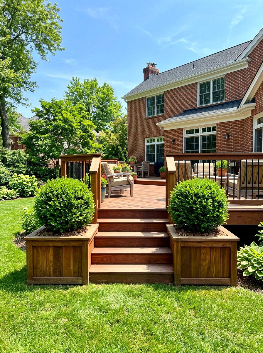Large wooden deck boxes - 30 deck planter ideas