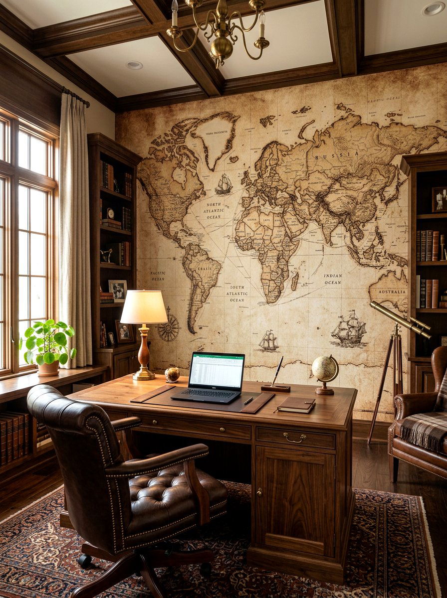 Large world map - 30 long wall decor ideas