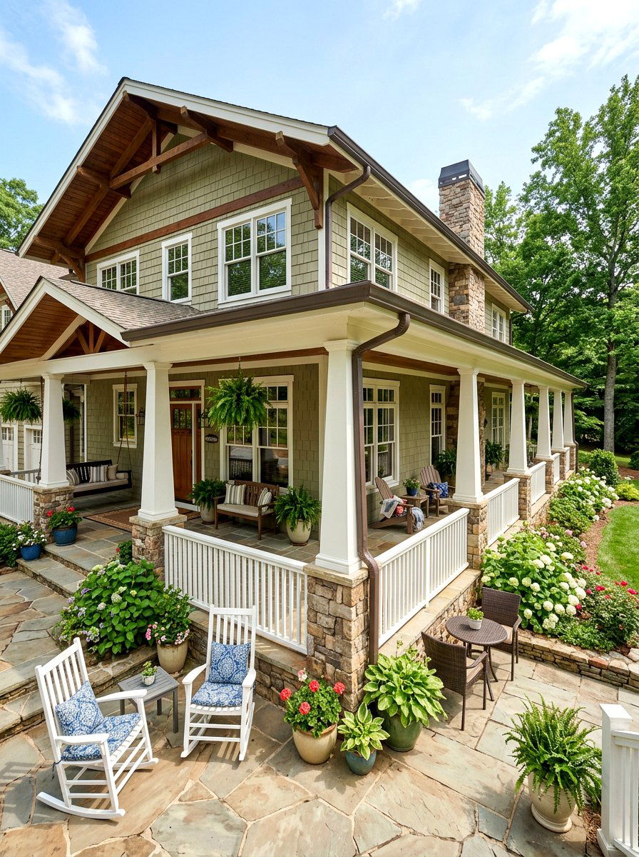 Large wrap around craftsman porch - 30 craftsman front porch ideas