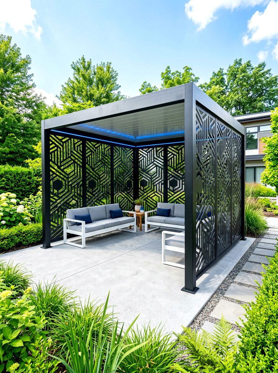 Laser Cut Aluminum Panels - 30 gazebo privacy ideas