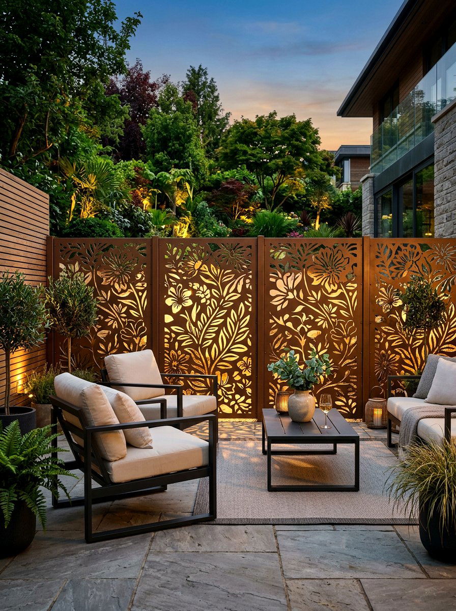 Laser Cut Metal - 30 patio accent wall ideas