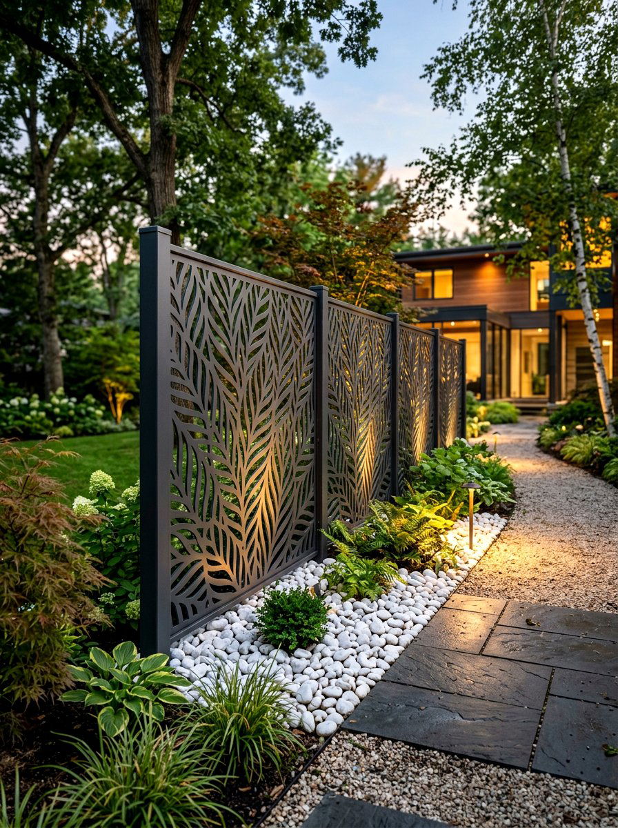Laser Cut Metal Fence - 30 front yard fence ideas