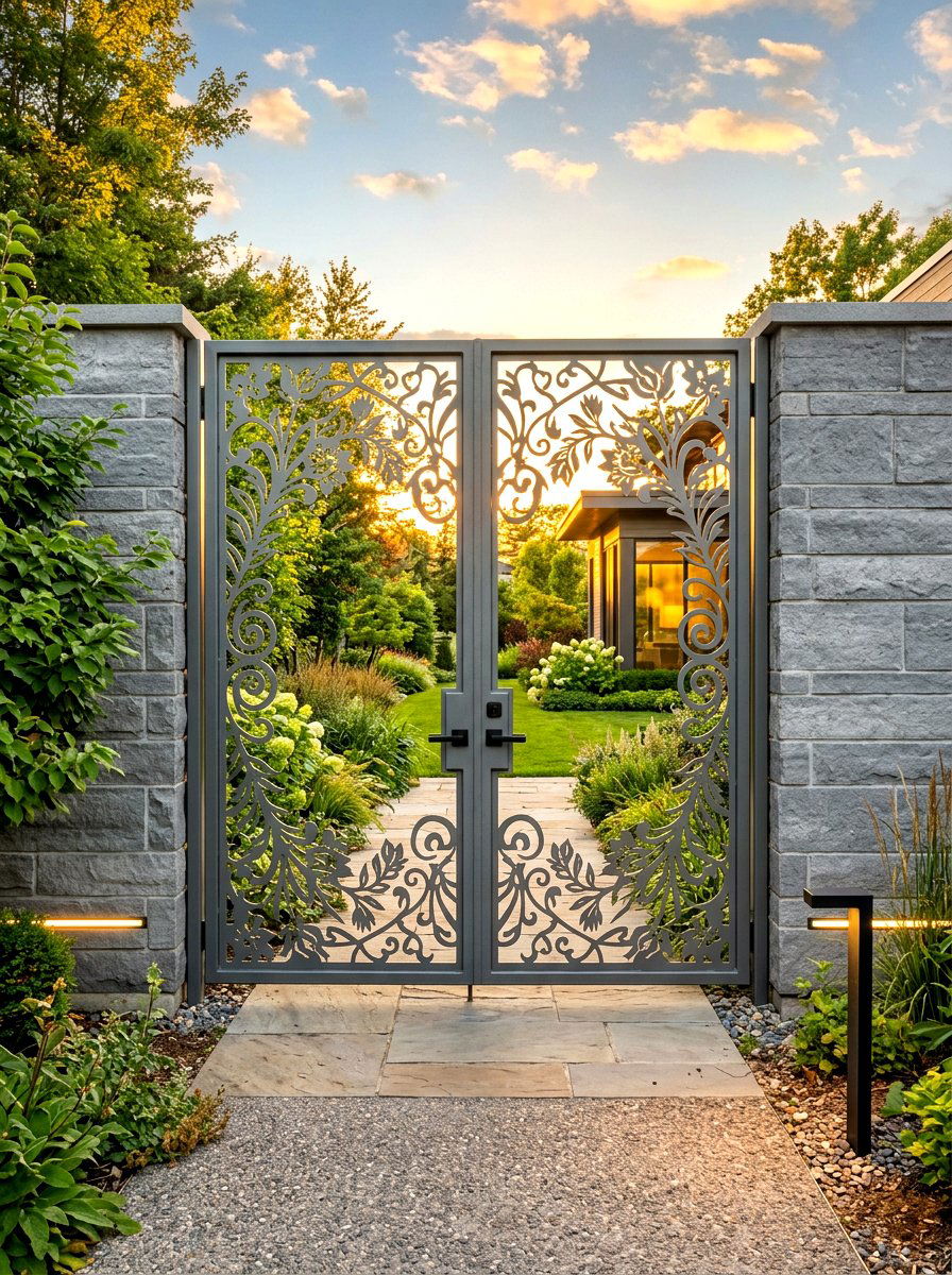 Laser Cut Metal Gate - 30 garden gate entrance ideas