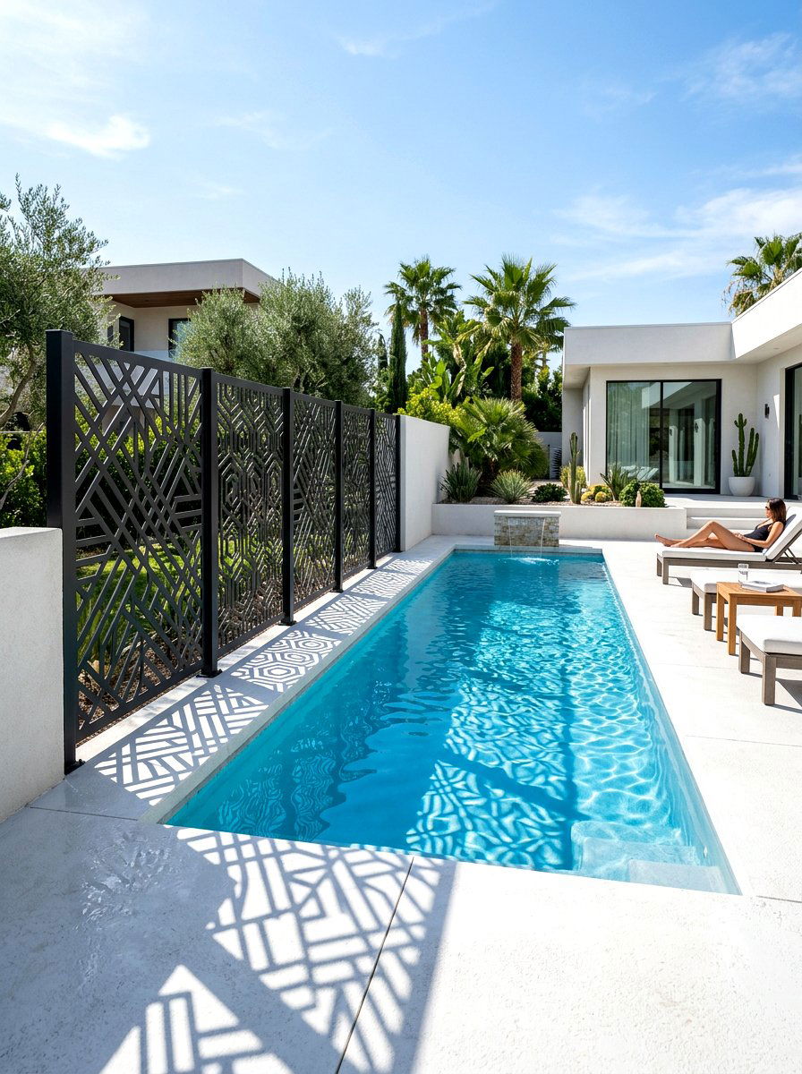 Laser Cut Metal Panels - 30 poolside privacy screen ideas