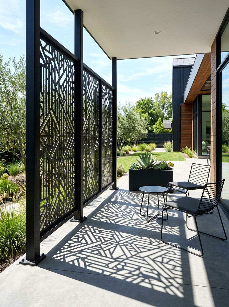 Laser Cut Metal Panels - 30 porch privacy screen ideas