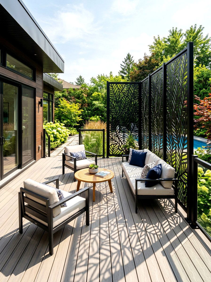 Laser Cut Metal Panels - 30 deck privacy wall ideas