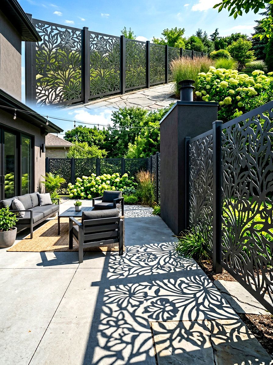 Laser Cut Metal Panels - 30 backyard privacy ideas