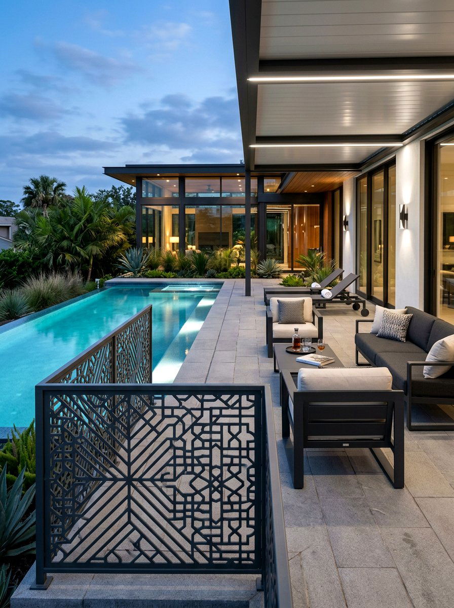 Laser Cut Metal Pool Fence - 30 pool fence ideas