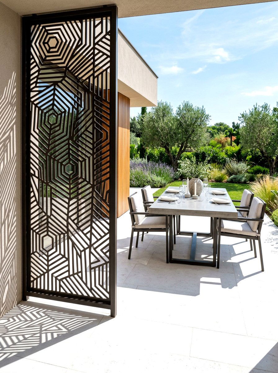 Laser Cut Metal Screen - 30 courtyard privacy wall ideas