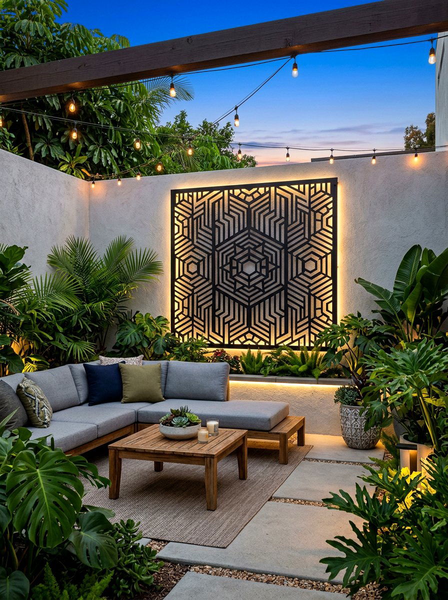 Laser Cut Metal Screen - 30 decorative privacy screen ideas