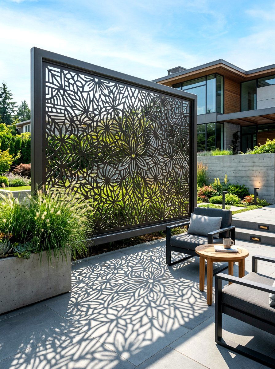 Laser Cut Metal Screen - 30 fence ideas