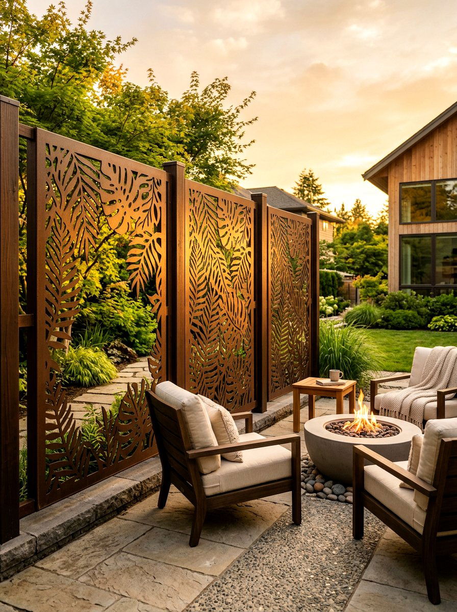Laser Cut Metal Screen - 30 metal fence ideas