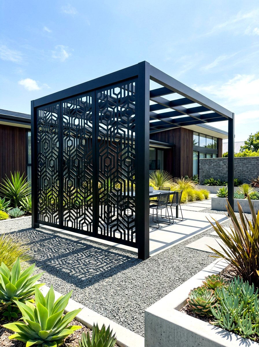 Laser Cut Metal Screen - 30 pergola privacy wall ideas