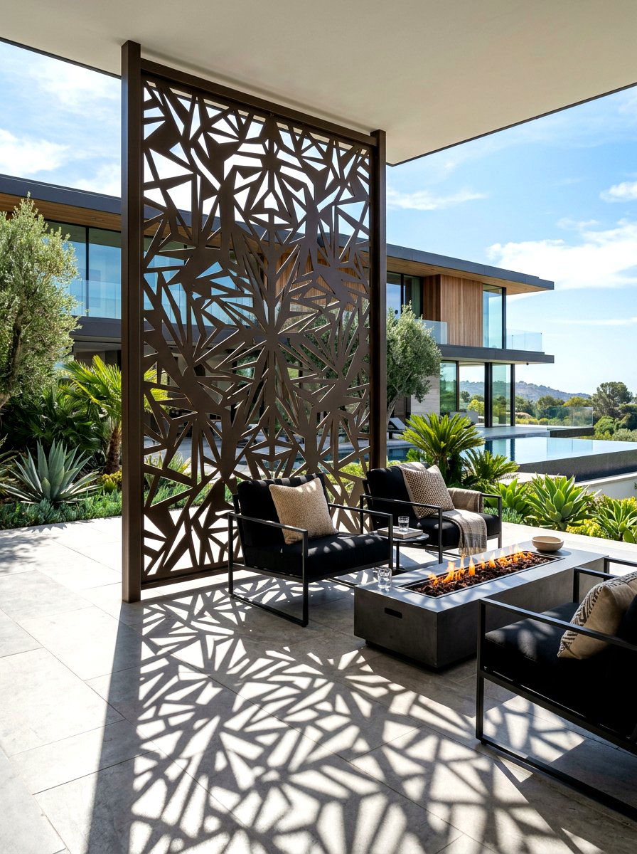 Laser Cut Metal Screen - 30 backyard divider ideas