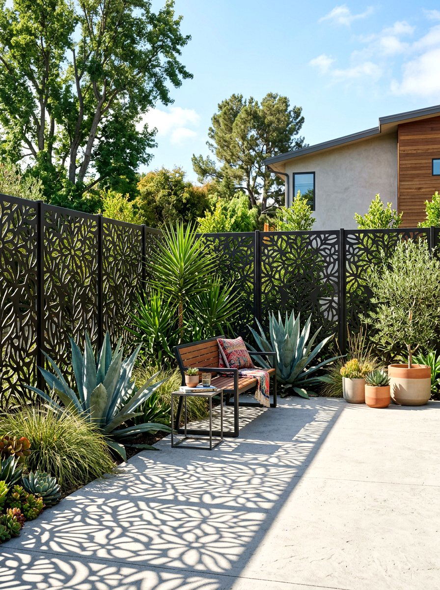 Laser Cut Steel Fence - 30 small yard fence ideas