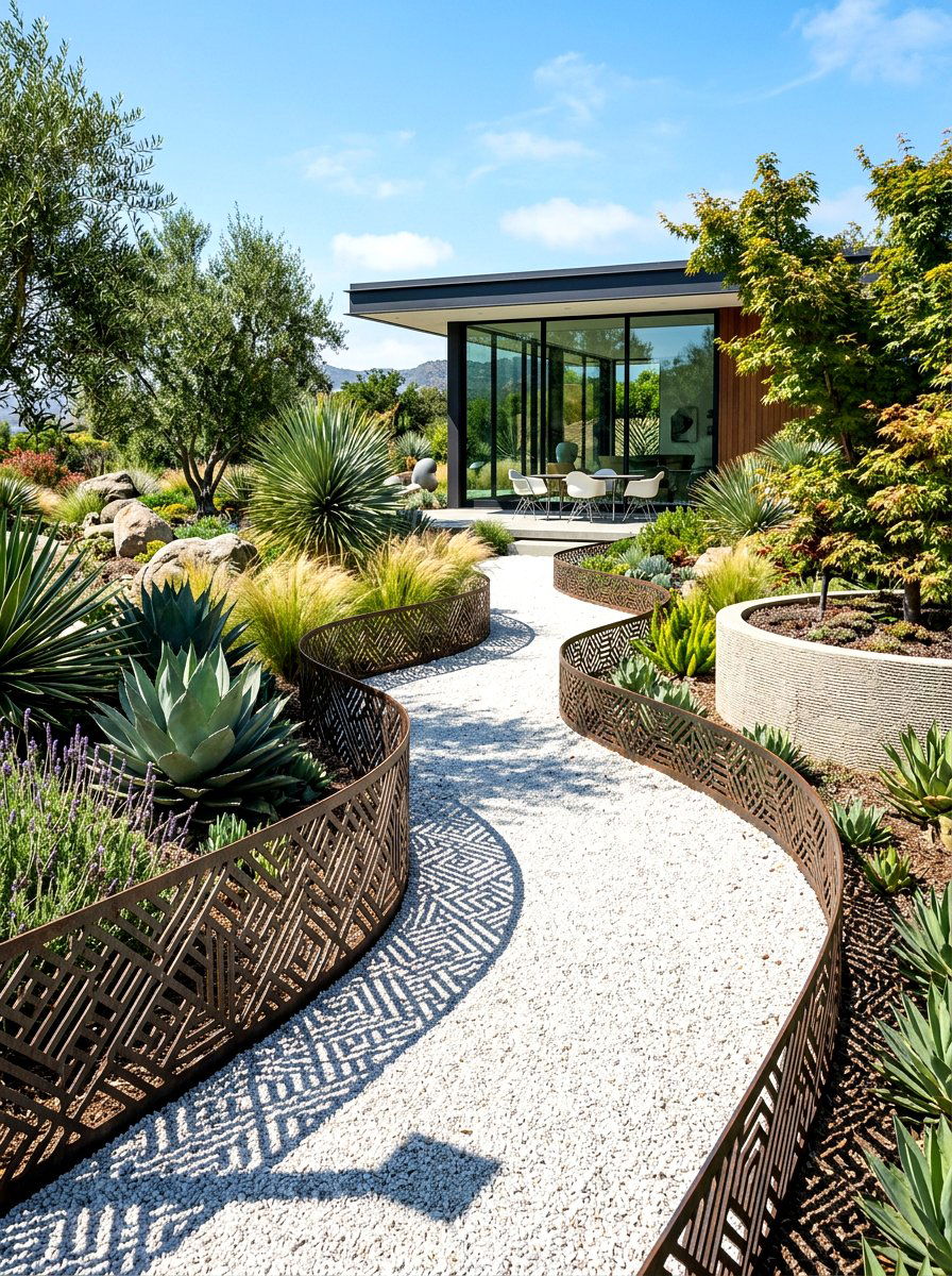 Laser Cut Steel Garden Edging - 30 metal landscape edging ideas