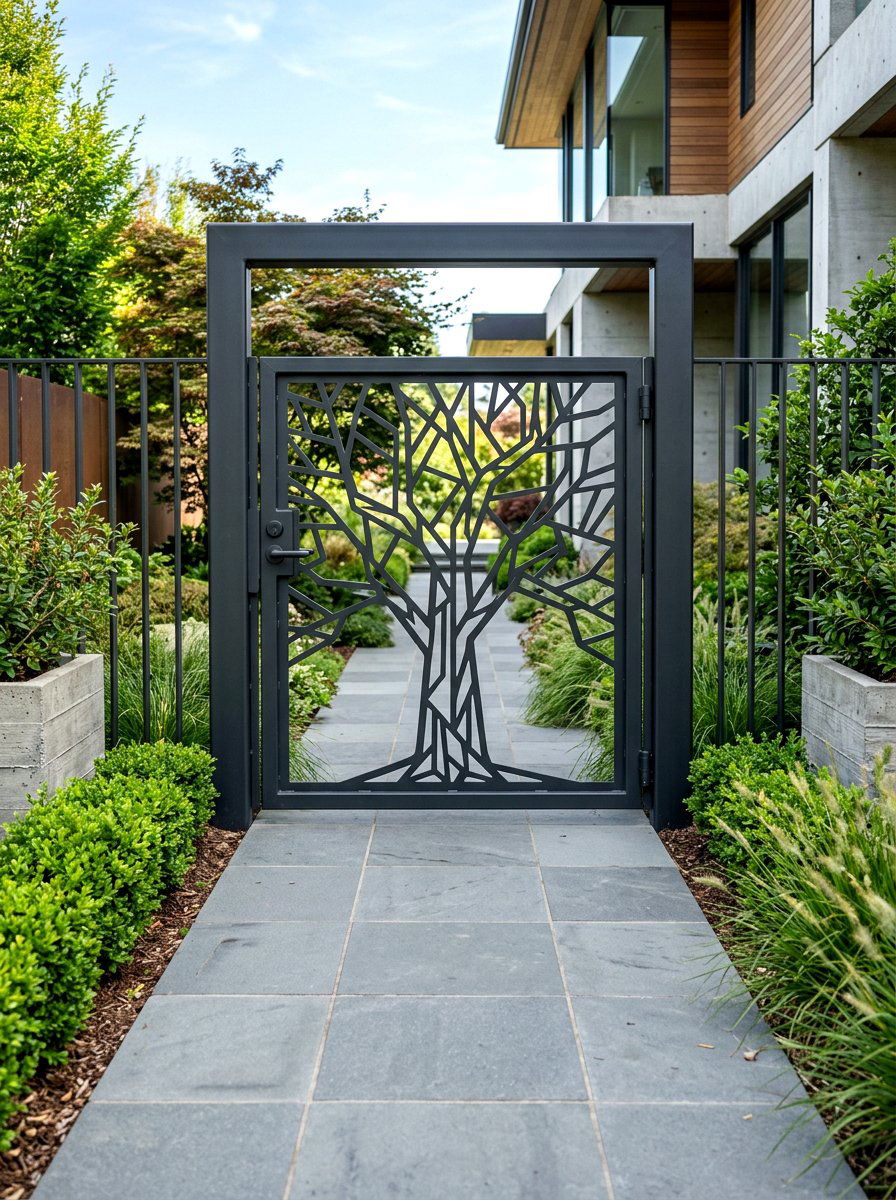Laser Cut Steel Gate - 30 front gate ideas