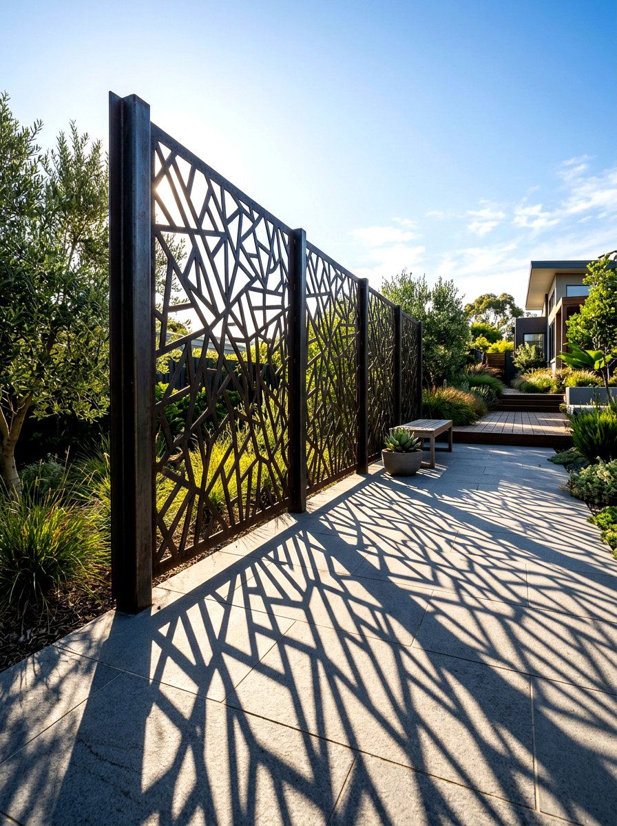 Laser Cut Steel - 30 garden fence ideas