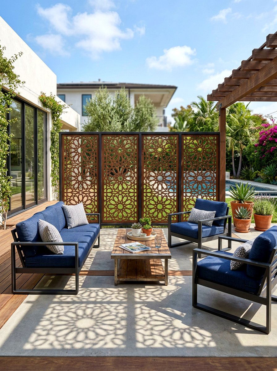 Laser Cut Wood Panels - 30 private patio screen ideas