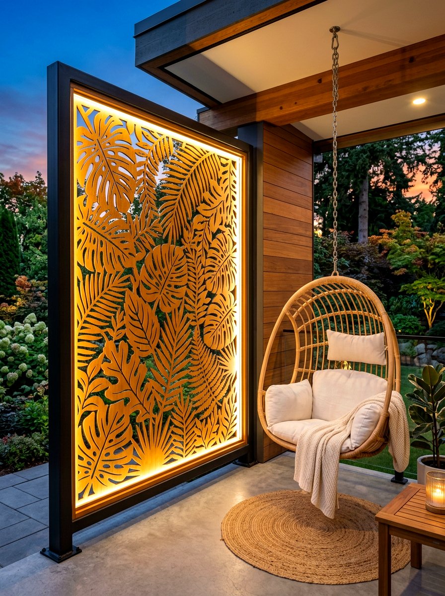 Laser Cut Wood Screen - 30 decorative privacy screen ideas