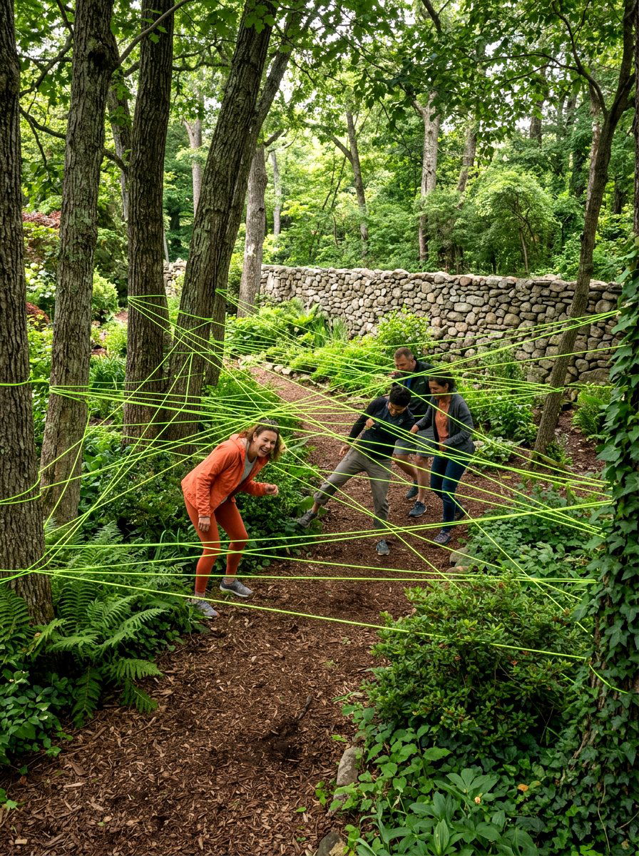 Laser Yarn Maze - 30 backyard obstacle course ideas