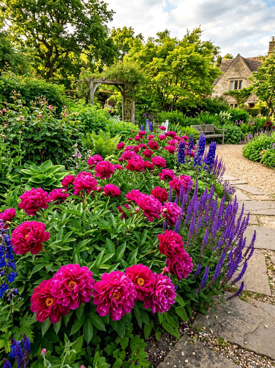 Late Spring Peony Bed - 30 peony garden ideas