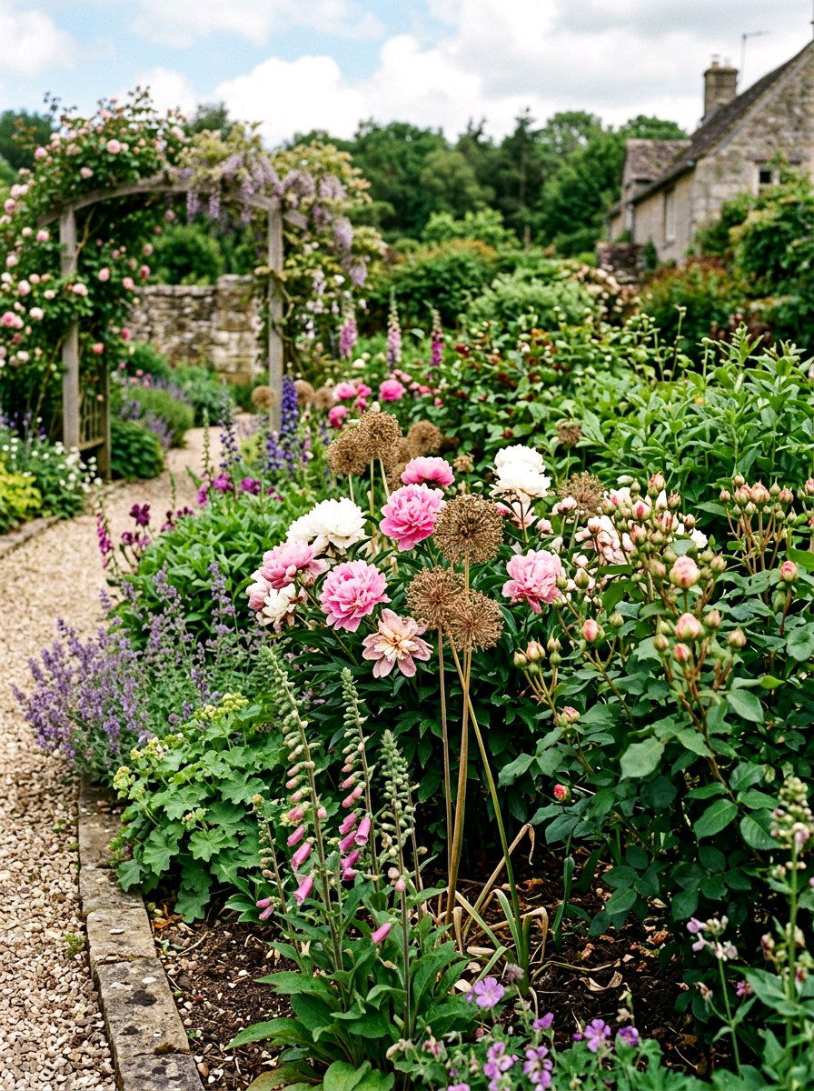 Late Spring Peony Border - 30 peony garden bed ideas