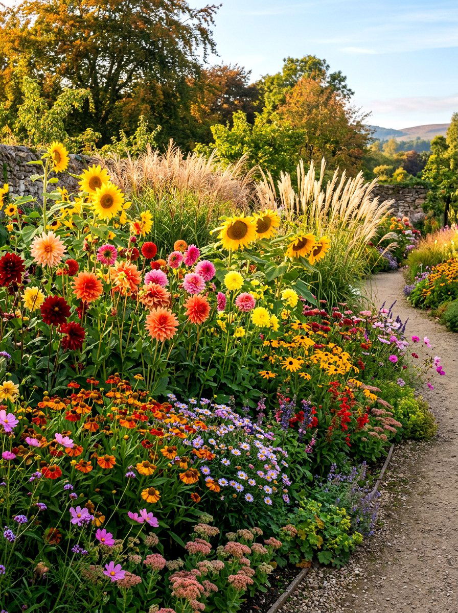 Late Summer Bloom Border - 30 cottage border backyard ideas